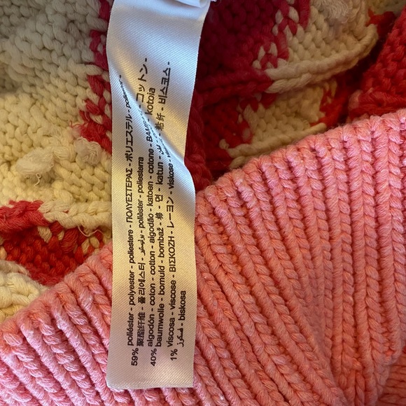 ZARA Cotton mix cable oversized knit Sz XS-Small Pink Cream lightning design - Picture 7 of 7